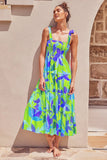 Fongt Summer Women's New Commuting Sleeveless Hot Girl Prints Long Sling Dress Women