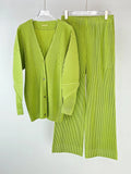 Fongt Folded HP Series 2025 Miyake Spring And Autumn Folded Women's Loose Folding Set Top Straight Trousers