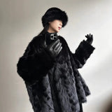 Fongt Cloud Stone Fox Thick Warm Bat Sleeve Fur One-Piece Shawl Woman Lazy Smooth And Environmentally Friendly Coat