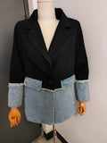 2024 Autumn New Fashion Elegant Turn-down Collar Long Sleeve Single-breasted Loose Patchwork Coat Women TH490-Outfit
