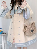 Kawaii Coat Women Autumn 2022 College Style Patchwork Sweet Wool Jacket Female Outdoor High Waist Casual Overcoat