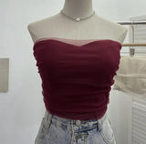 Thai Babes Light Yarn Splicing Braless Sleeveless Top With Short Corset Corset Umbilized Bra Vest