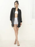 Women's Wear Popular Fashion Long-Sleeved Thin Lapel Sequined Shirt Leisure Shirt-Outfit