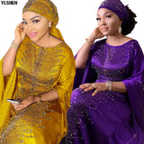 5 Colors African Dresses for Women Plus Size Dashiki Diamond Beads African Clothes Abaya Dubai Muslim Dress Robe Africa