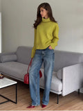 Fongt And Winter Pure Color Short High-Collar Sweater Women's Loose Leisure Knitting Shirt 2025 New Thicker Top