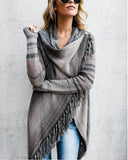 Fongt Self-Wearing Fashion Tuxedo Striped Coat Sweater Woman