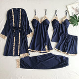 Fongt Pajamas With Thoracic Silk Sexy Slings Gold Five-Piece Set Of Pajamas Thin