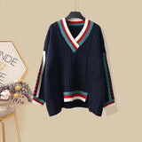 Women Spring dresses Two Pieces Sets Korean Long Sleeve Pullover Knitted Sweater And Ruffles Patchwork Mesh Dress