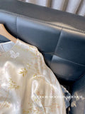 Chinese Style Bamboo Printing Medium Sleeve Round Collar Blouse Thin Summer Loose Aging Beautiful Vintage Blouse-Outfit