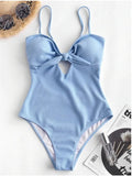 Swimsuit Women Front Tie Bow One Piece Bodysuit Push Up Monokini 2022 Halter Cross Bathing Suit Backless Swimwear