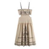 Fongt Women's Clothing 2025 Summer New Cotton Embroidery Sling Skirt