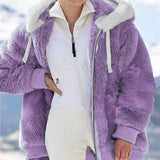 Fongt Hot New Autumn And Winter Loose Plush Multi-Color Hooded Coat Woman