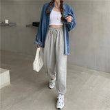 Women's Sports Pants Oversize Gray Joggers Sweatpants Women Loose Track Black Jogging Trousers For Female2021