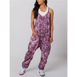 Fongt Women's Check-Print Leisure Large Pocket Jumpsuit Wish Loose Back