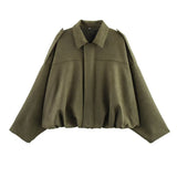 Fongt Spring New Velvet-Sensitive Collared Loose Bomber Jacket Jacket