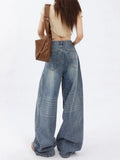 Fongt Wide-Leg Jeans Female Autumn 2024 New High Waist Loose Show Thin Feeling Straight Floor Pants-Outfit