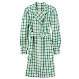 Plaid Oversized Blazer Women Single Breasted Lace Up Mid-length Suit Jacket Ladies High Quality