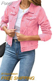 Women's Short Denim Jackets Fashion Female Casual Long Sleeve Lapel Solid Button Pocket Slim Jean Jacket Fall Winter