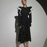 Fongt Women's New French Design Sense Long Sleeve Dress Can Be Disassembled Waist Seal Casual Broken-Outfit