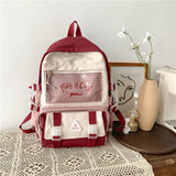 Badge Ita Women Backpack Transparent Contrast Color College Gilrs Schoolbags Female Flap Multi-pocket Laptop