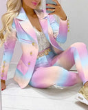 Women's Two Pieces Pant Sets Formal Business Double Breasted Blazers Jacket and Pants 2 Piece Set Elegant Ladies Pant