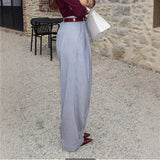 Fongt Women's Clothing Hot Loose Feeling High-Rise Temperament Broad-Legged Suit Pants Women Breathable Hanging Trousers