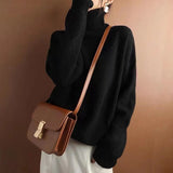 Fongt And Winter Sweater Women's High-Necked Hooded Ragged Sweater With A Solid Color Loose Lazy Bottom Shirt