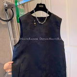 New Chinese Jacquard Pendant Black Satin Vest A-Shaped Dress For Children In Spring 2024-Outfit