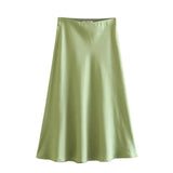Fongt 2025 New Tight Waist Simple Set Solid Color Lirt Solid Color Half Body Skirt