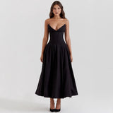 Fongt 2025 Women's Dress Sexy Hottie Sleeveless Long Solid Corset Dress Dress Woman