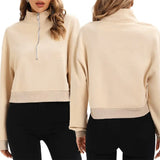 Women Stand Neck Zip-up Sweatshirts Casual Fall Spring Long Sleeve Pullover Tops Autumn Winter Streetwear