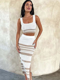 Fongt Shirt Striped Short Shirt Fork Bag Hip Half Dress Two-Piece Dress Woman