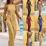 Fongt 2025 Summer Trousers Round-Neck Sleeveless Personality Sleeves Silver-Pointed Women's