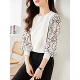 Fongt Shot Spring And Autumn New Design Sense Unique False Two Clothing Chiffon Stitching Sweater Female-Outfit