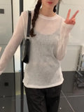 Version Of The New Summer 2023 Snowflake Sunscreen Thin Slim And Solid Color Sweater-Outfit