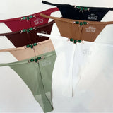 Fongt Ice Silk Scarless Lady Thong Diamond With Female Thong Trousers T-Pants Large Thong Trousers