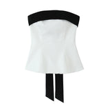 Fongt Women's Clothing 2025 Spring New Fashion Bump Back Bow Trim Tector