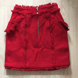 QUALITY Newest 2023 Runway Designer Skirt Women's Lion Buttons Tassel Wool Tweed Mini