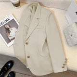 Fongt 2024 New Khaki Blazer Female Retro British Style Advanced Design Sense Versatile Small Suit-Outfit