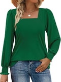 Fongt And Autumn 2025 New Striped Side-Laceed Leaf Cuff Bubble Long Sleeve T-Shirt