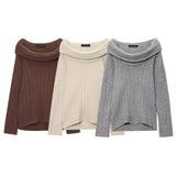 Fongt Homemade New Women's Sleeve Slot Sleeve Shoulder Knitted Sweater
