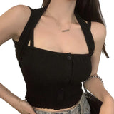 Women Sweet Knitted Camisole Clothes Crop Tops Summer 2023 T shirts y2k Kawaii Harajuku Vintage Aesthetic Clothing