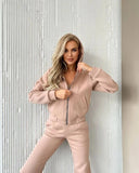 Fongt Autumn And Winter Plus Velvet Long-Sleeved Hooded Long-Sleeved Lady's Trousers Set
