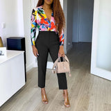 Fongt Women's Clothing Large-Size Fashion Temperament Casual Thin High-Waisted Trousers Solid African Professional Pants