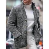 Fongt And Winter New Men's Knit Cardigan Stand Collar Long Sleeve Single Breasted Pocket Cardigan Casual Men's