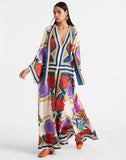 Fongt Summer Printed Seven-Sleeve Collared Dress
