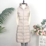 Autumn Winter New Down Jacket Vest Female Thin And Long Korean Version Slim Hooded Horse Clip Vest Tide-Outfit