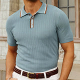 Fongt Men's Summer Short Sleeve Men's Knits Ice Shuang Silk Weaving Business Polo