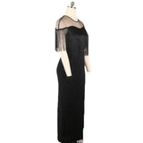 Fongt Mesh Splicing Tuxedo High-Waisted Large-Size Body-Repair Casual Ass Women's Dress Dress