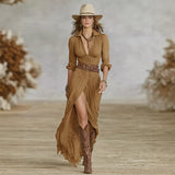 Fongt Elegant Casual Bohemia Spring And Autumn Long Sleeve Dress